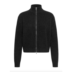 My Essential Wardrobe Tracy Knit Zip Cardigan Dark Grey Melange - Dark Grey Melange, S