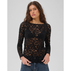 My Essential Wardrobe Salvi Longsleeve Lace Blouse Black