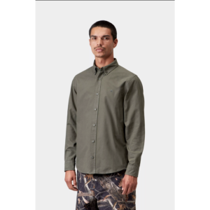 Carhartt WIP LS Bolton Shirt Shungite Garment Dyed - Shungite, L