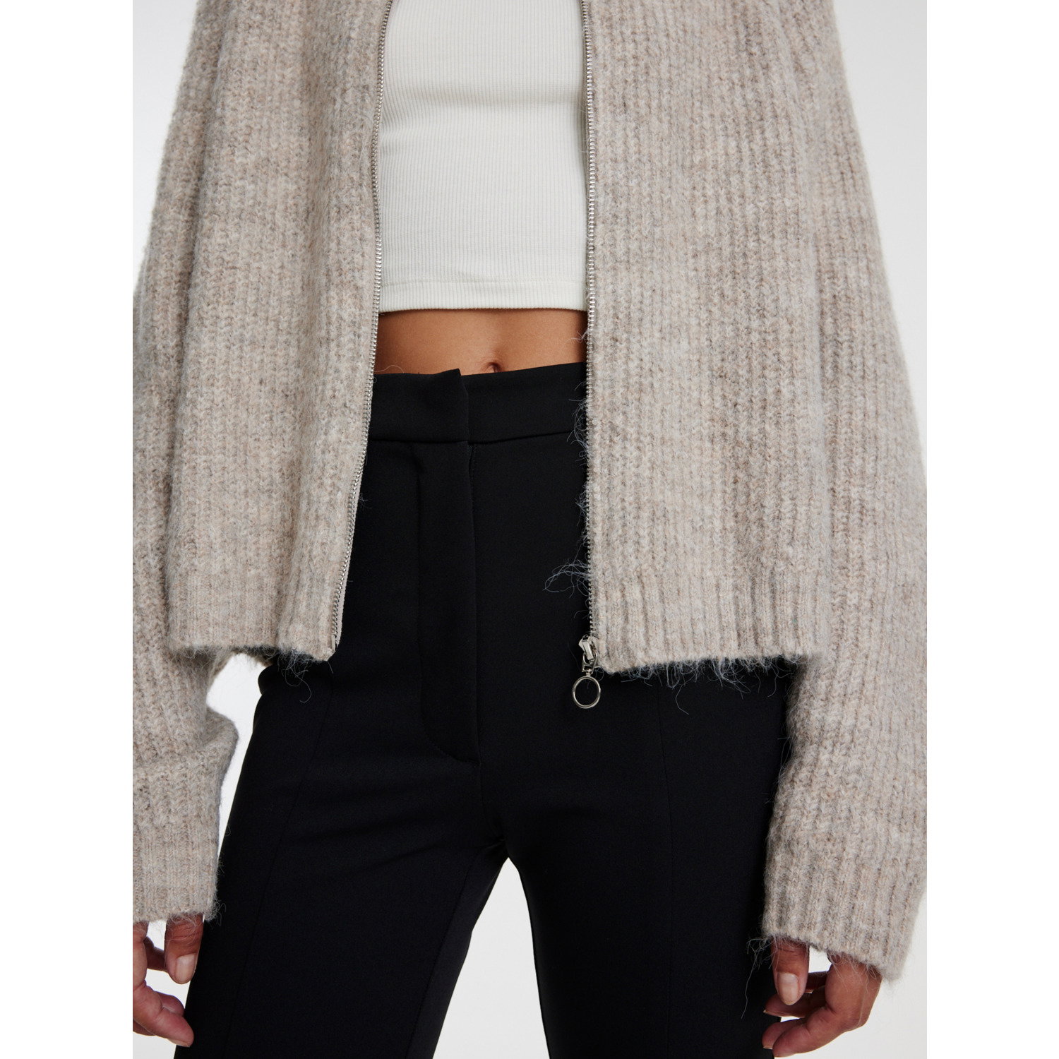 Edited Rani Bomber Cardigan Taupe - Afbeelding 3