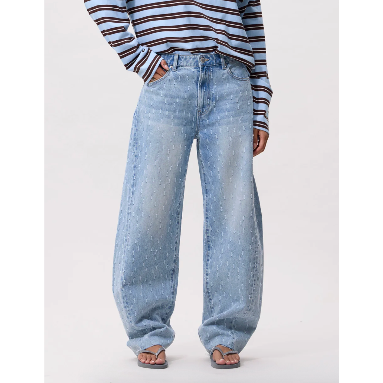 Catwalk Junkie Scratched Super Barrel Fit Jeans Blue