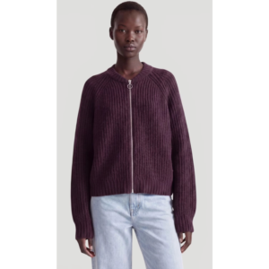 Edited Rani Bomber Cardigan Prune Purple
