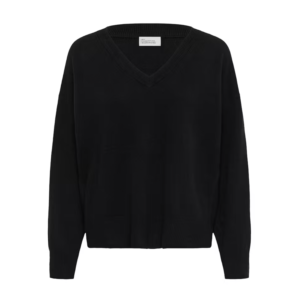 My Essential Wardrobe Jola V-Neck Knit Pullover Black - Black, XS