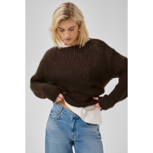 My Essential Wardrobe Nima Knit Pullover Dark Brown - Dark Brown, S