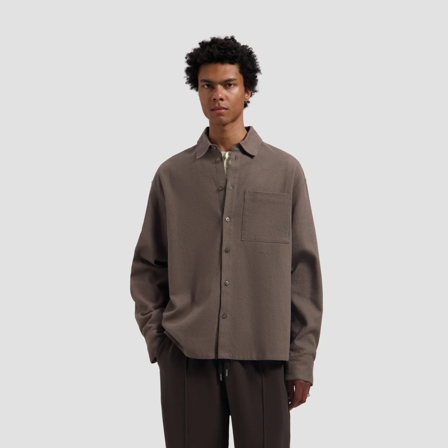 Olaf Textured Boxy Shirt Chocolate Chip