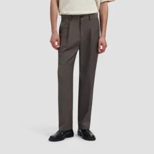 Olaf Regular Pleated Wool Pant Chocolate Chip - Chocolate Chip, M