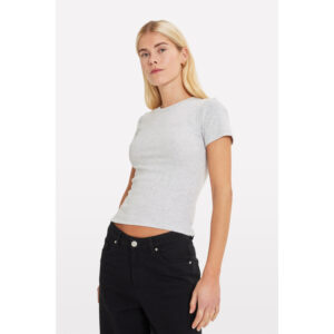 Envii Enally SS Crop Tee Light Grey Mel - Light Grey Melange, XS