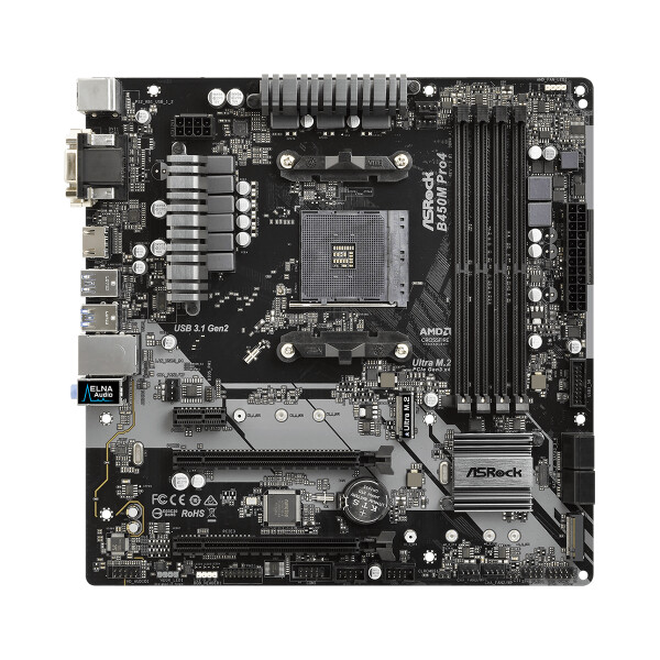 ASRock B450M Pro4-F AMD AM4 Micro ATX Motherboard