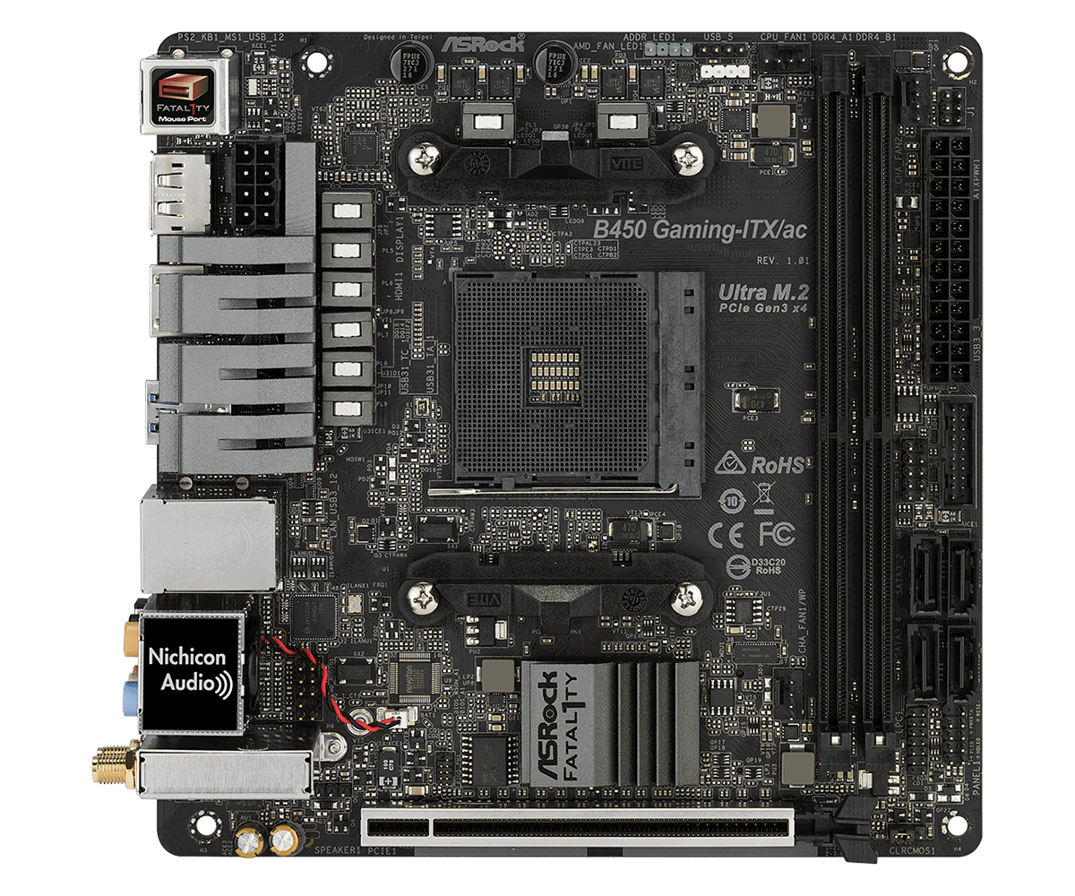 Asrock Fatal1ty B450 Gaming-ITXac bovenaanzicht