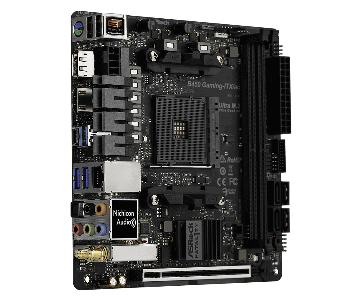 Asrock Fatal1ty B450 Gaming-ITXac zijaanzicht