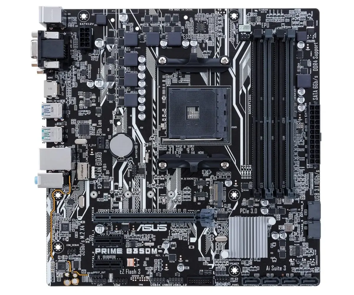 Asus Prime B350M-A Bovenaanzicht