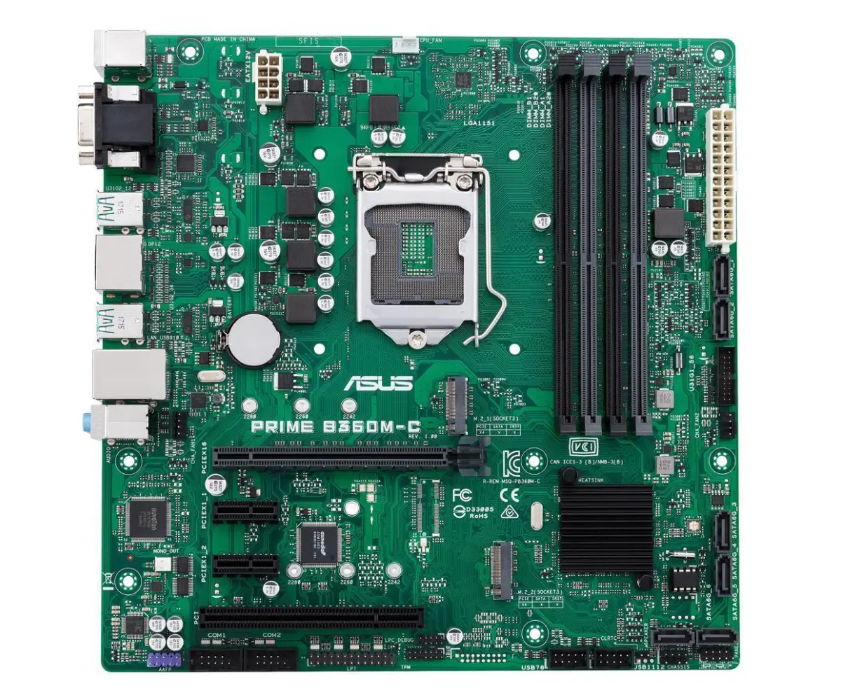 Asus Prime B360M-C Bovenaanzicht