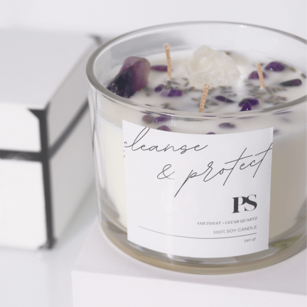 Cleanse-Protect-Crystal Candle-soy wax