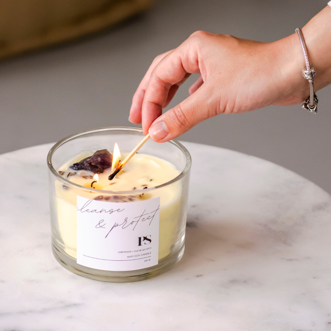 Edelsteen kaarsen van 100% sojawas