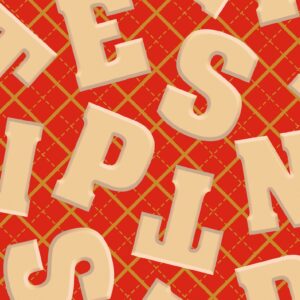 Witte chocolade letters op rood