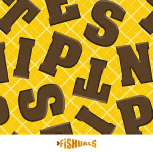 Chocolade letters op Geel