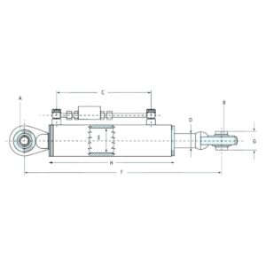 Hydraulic top link with distribution block cat. 1 (650 - 1050mm) Extra info: Working length from 530 to 810mm Lifting power 3.5 tons Pulling power 2.3 tons Category 1 connection Double-acting cylinder Automatically operating distribution box with non-return valve Stay 100% closed, even with long-term heavy loads Includes 2 hoses and 2 couplings (length: 75cm ) Will be delivered as in the photo Dimensions: A; 19mm W: 19mm C: 440mm D: 30mm E: 50mm F minimum: 650mm F maximum: 1050mm G: 44mm