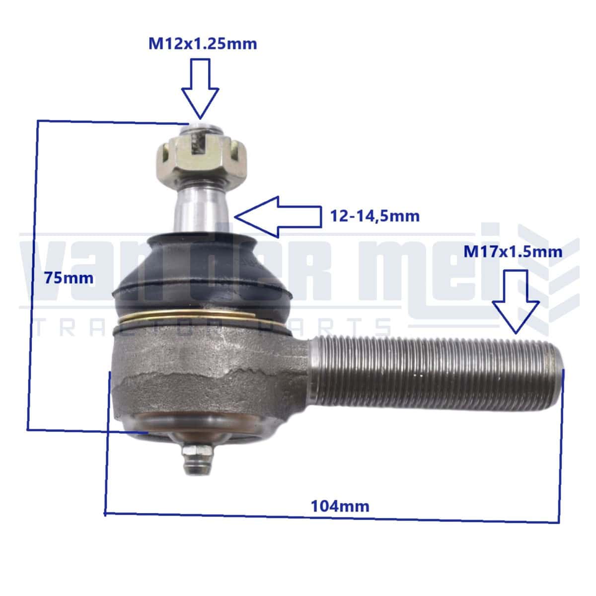 Tie rod end left Iseki TA, TE, TF, TL, TS, TU, Hinomoto E series |  Mini-Tractor onderdelen | Iseki-Kubota-Yanmar-Hinomoto-Mitsubishi-Shibaura 