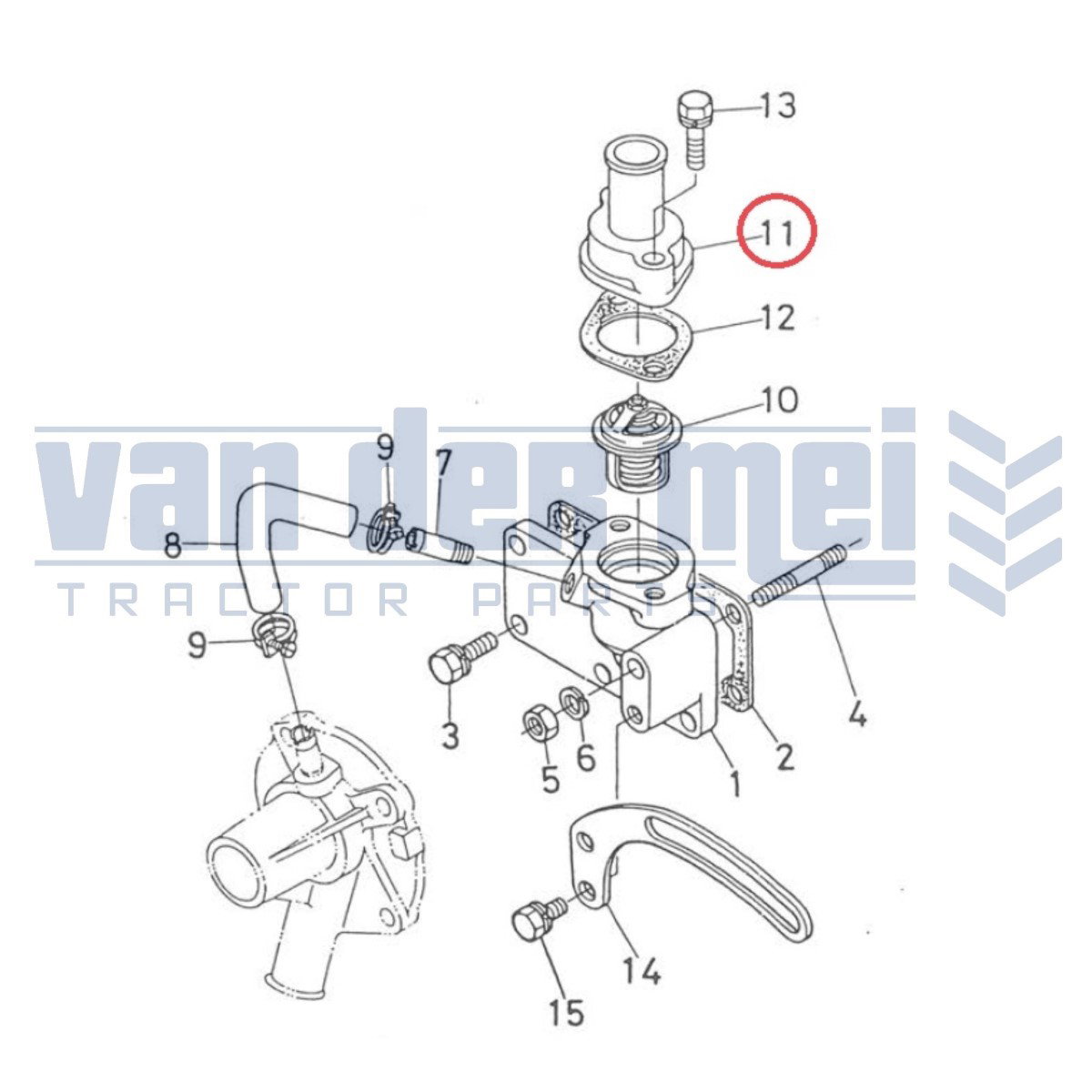 thumbnail image 2 of Kumar Bros USA Thermostat & Gasket 160°F For Kubota Tractors – B7500, B7510, B7510HSDTR & More 2 of 4