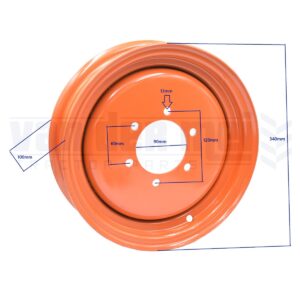 Velg 12 inch oranje (90x120mm) Kubota Aste A15 B1220 B1410 B1610 B1620 B1820 B1830 Granbia GB18 GB20 GB170 GB180 GB200 Tractorvelg witte voorvelg minitractorvelg rim velgen zennoh