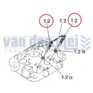 Gloeibougie Iseki TX1300 TX1300F Mitsubishi D1300 MT1301 Noda NR1301 Satoh ST1300 voorgloeibougie voorgloeiplug minitractor minitrekker elektra starten