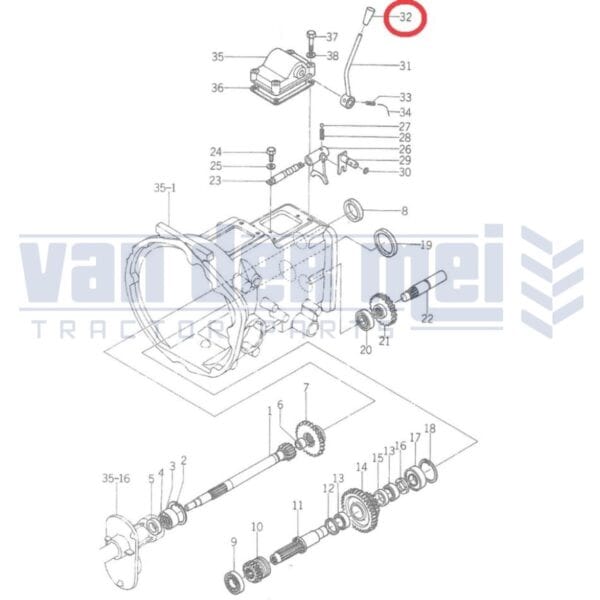 Handgreep versnellingspook Iseki TS1610F TS1700F TS1910F TS2000F TS2200F TS2202F TS2205F TS2210F TS2220F TS2400F TS2420F TS2500F TS2510F TS2800F TS2810F TS3110F TS3510F TS3840F TS3910F TS4510F Hendelversnellingspook versnellingspookknop
