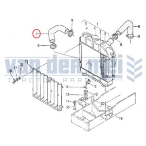 Koelwaterslang onder Kubota B6001 B6100 B7000 B7001 B7100 Zen-Noh ZB6001 ZB6100 ZB7000 ZB7001 ZB7100 koelslang radiateurslang radiatorslang zennoh
