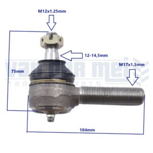 Stuurkogel links Hinomoto Iseki Landleader TA207 TA210 TA215 TA227 TA230 TA235 TA247 TA250 TA255 TA262 TA267 TA270 TA287 TA317 TE4270 TE4350 Sial TF15 TF17 TF19 TF21 TF23 TF153 TF173 TF193 TF223 TL1900 TL1901 TL2100 TL2101 TL2300 TL2301 TL2500 TL2501 TS1610 TS1910 TS3110 SF200 Landhope TU180 TU185 TU197 TU200 TU205 TU217 TU220 TU225 TU237 TU240 TU245 TU257 3015 3020 3025 3030 5035 5040 E16 E18 E21 E23 E25 E28 E2002 E2004 E2302 E2304 Linkse draad M17 Kogel M12 knieschijf stuurgewricht