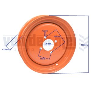 Velg 12 inch oranje Kubota Aste A13 A14 Bulltra B1-14 B40 B1200 B1400 B1402 B1500 B1502 B1550 B1750 B4200 B6000 B6001 B6100 B7000 B7001 B7100 Zen-noh ZB1200 ZB1400 ZB1402 ZB1500 ZB1502 ZB6000 ZB6001 ZB7000 ZB7001 Granbia GB13 GB14 GB15 XB1 zennoh Tractorvelg oranje voorvelg minitractorvelg rim velgen