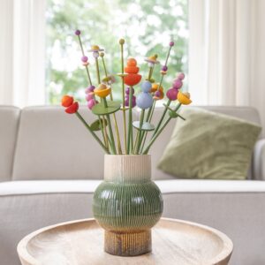 gemengd boeket houten bloemen Eeuwige Lente in Boho woonkamer