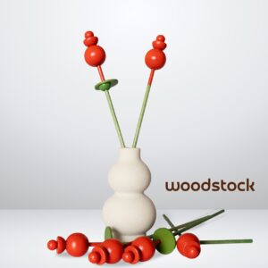 rode bloemen van hout uit de Woodstock-collectie van xposies