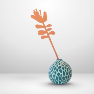 Althea oranje houten bloem