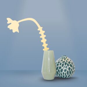 Jasmijn gele houten bloem in een groen vaasje - leuk in de woonkamer of slaapkamer