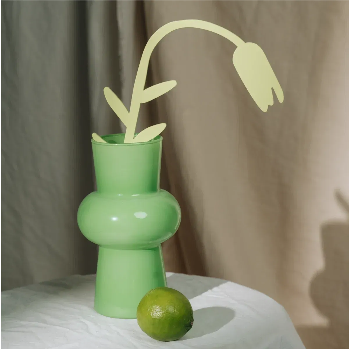 Tulp licht groene houten bloem - Afbeelding 2