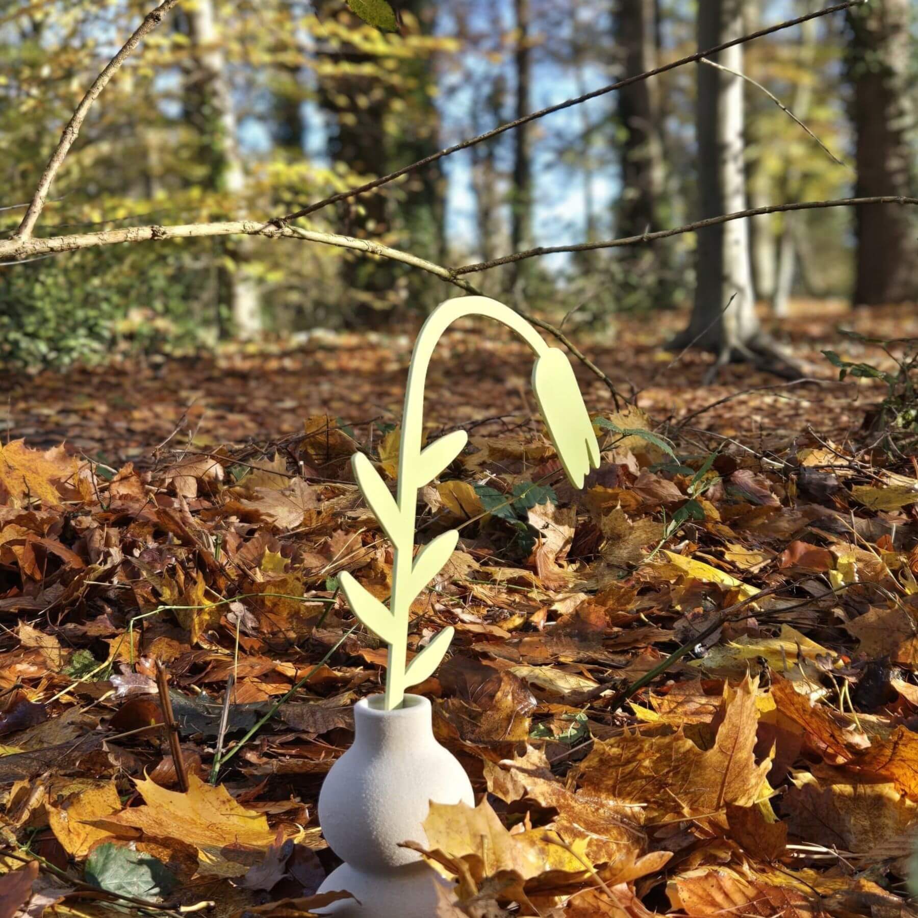 Tulp licht groene houten bloem - Afbeelding 3