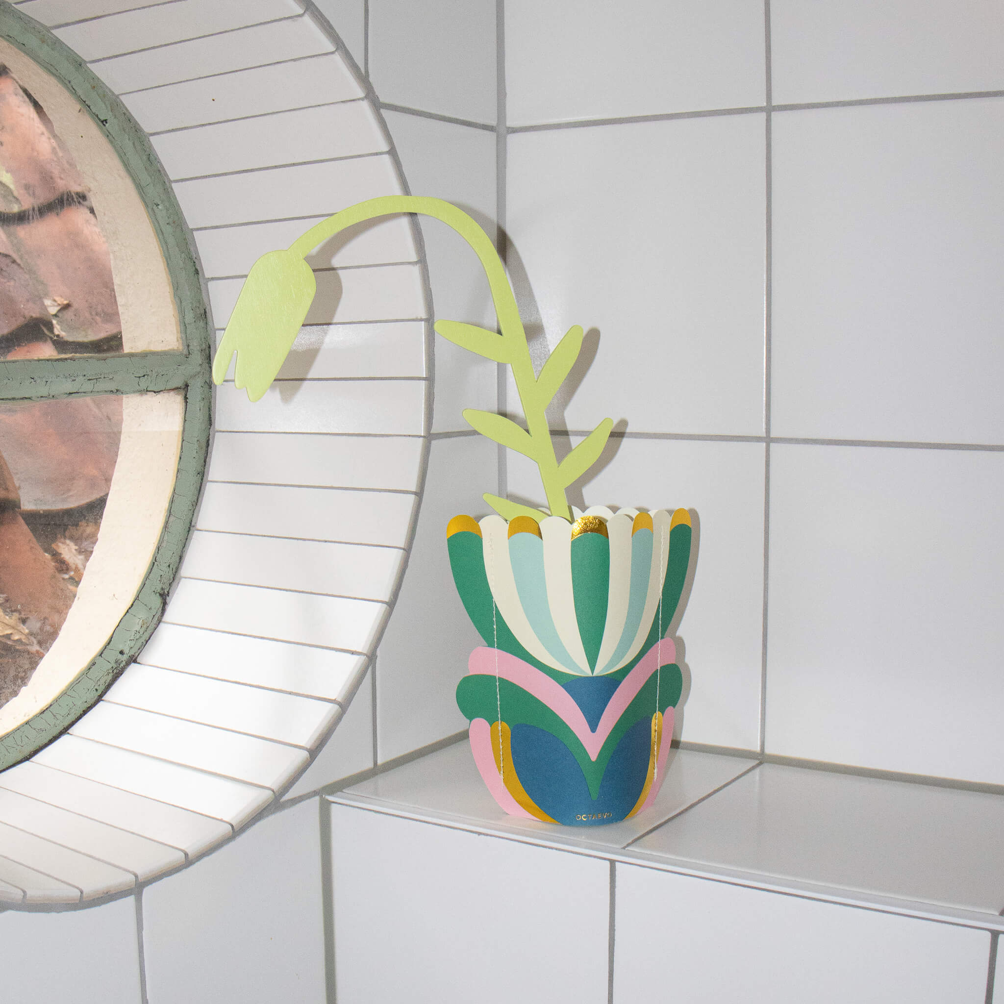 Tulp licht groene houten bloem - Afbeelding 5