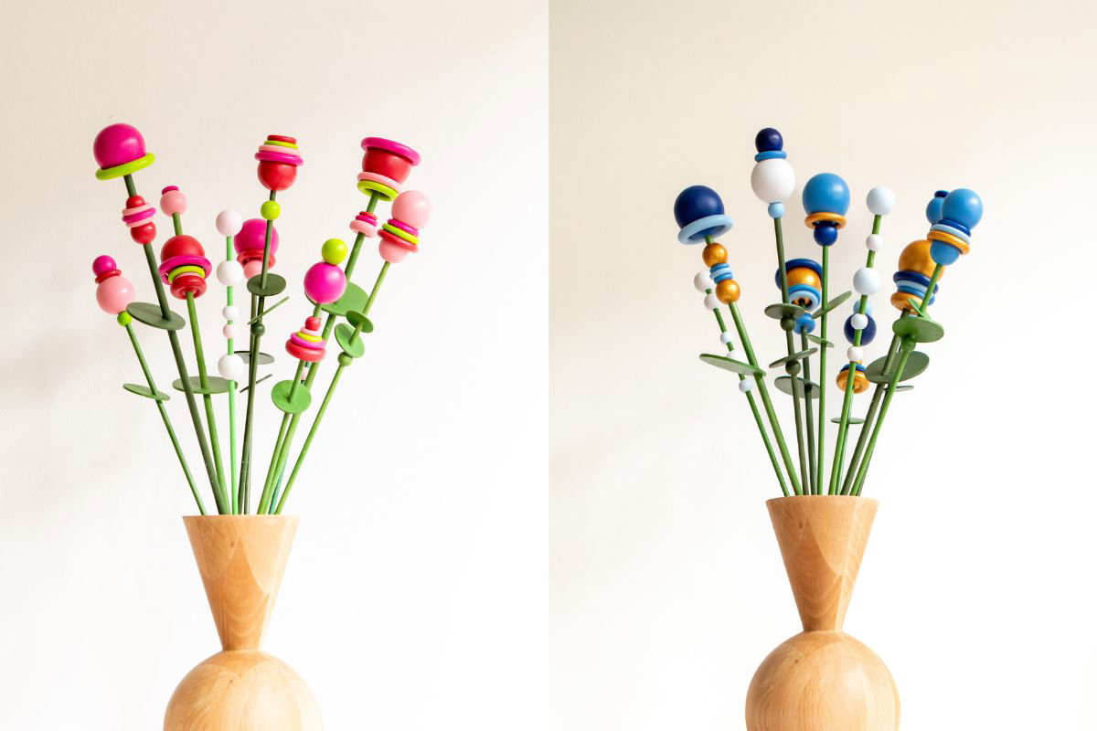 gele houten bloem uit het gemengde boeket